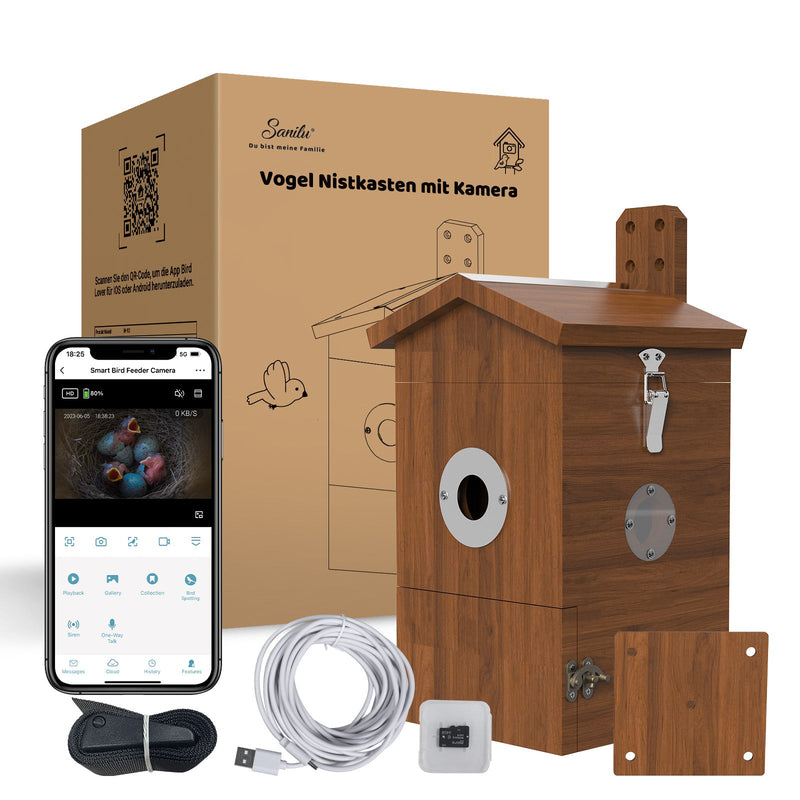 Nistkasten mit Kamera & Futterhaus mit Kamera – Komplettset