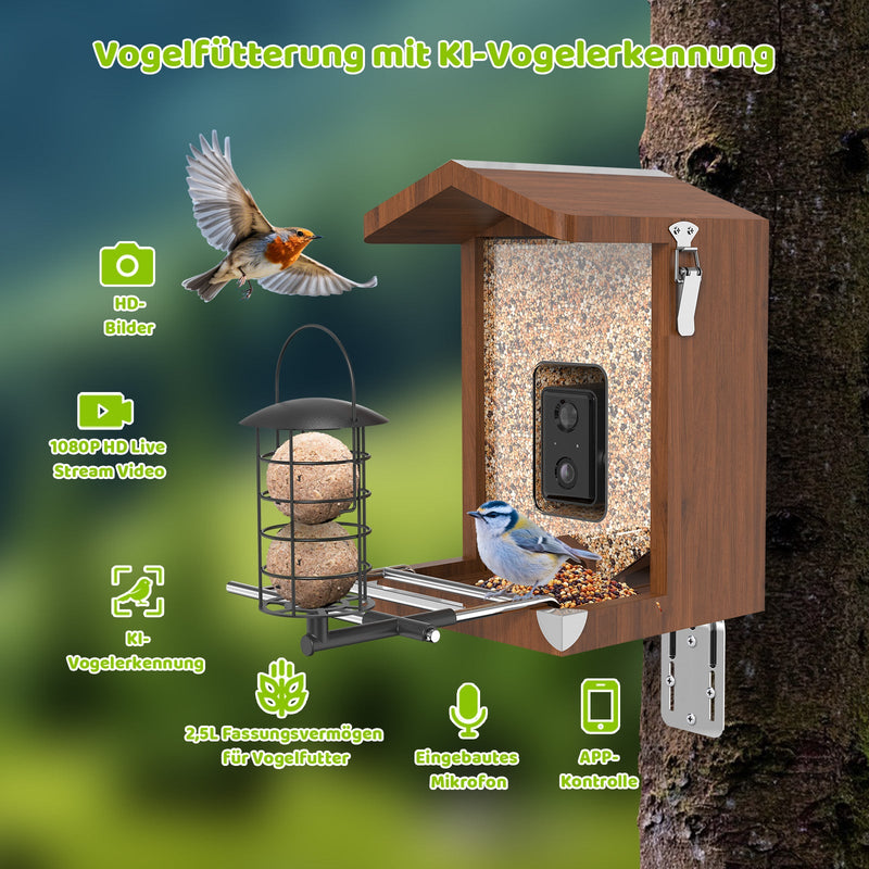 Vogelfutterhaus mit Kamera