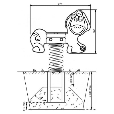 Bascule - bascule printanière âne avec plume et ancre