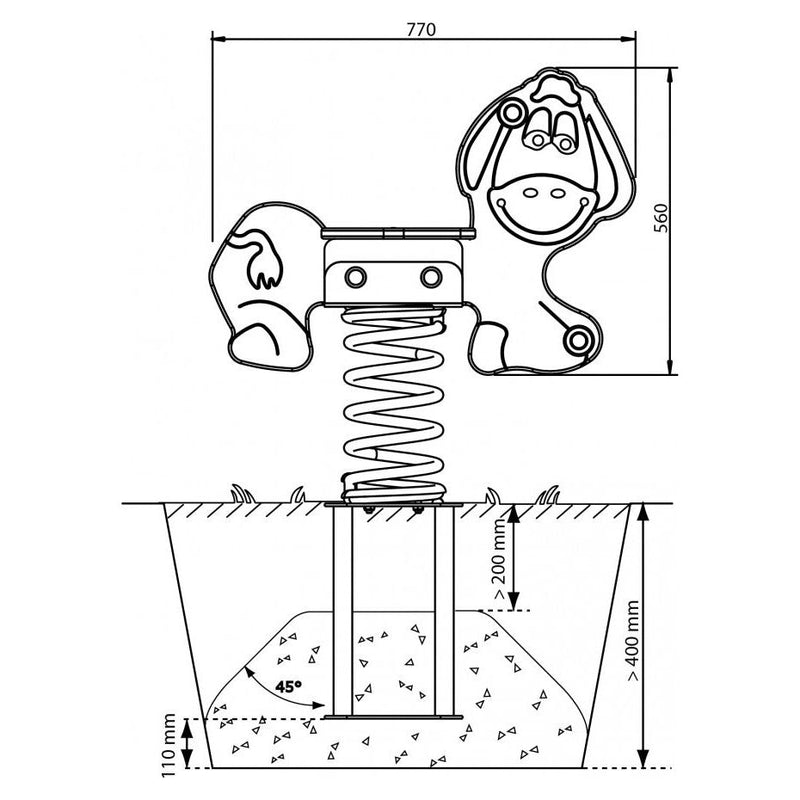 Bascule - bascule printanière âne avec plume et ancre