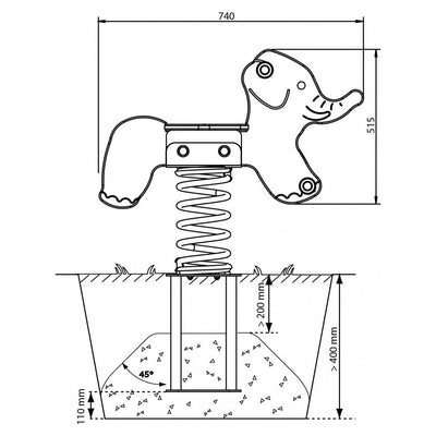 Bascule - bascule printanière éléphant avec plume et ancre