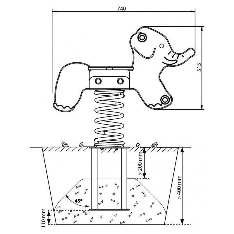 Bascule - bascule printanière éléphant avec plume et ancre