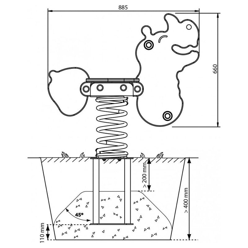 Bascule - Bascule à ressort rhinocéros avec ressort et ancre