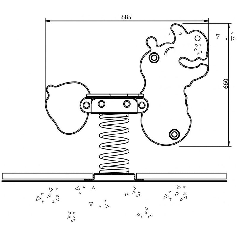 Bascule - Bascule à ressort rhinocéros avec ressort et ancre