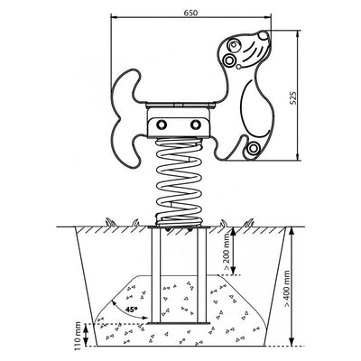 See-saw - spring rocker crocodile with spring and anchor